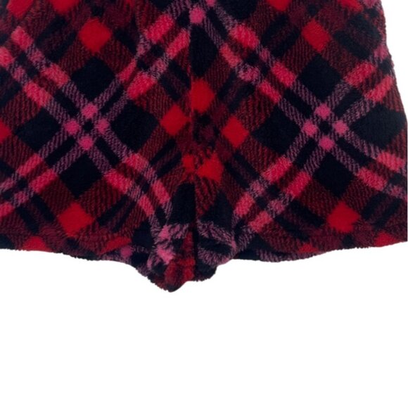 Maurices Teddy Sherpa Shorts Womens Large Red Black Plaid New WOT - Picture 5 of 9